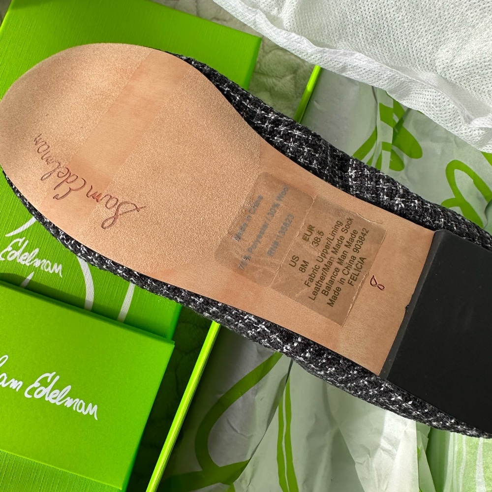 Sam Edelman Felicia flats brand new! Size 8 black boucle. - Picture 7 of 11